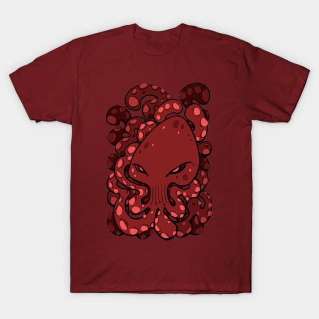 Octopus Squid Kraken Cthulhu Sea Creature - Chile oil red T-Shirt by BigNoseArt